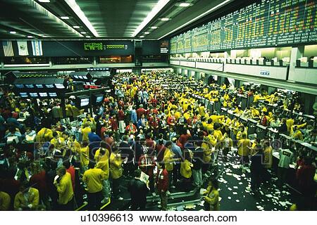Stock Image - Scene in the stock exchange, High Angle View, Chicago, United States of America. Fotosearch