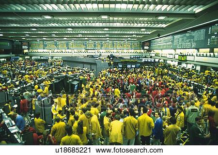 Stock Image - Scene in the stock exchange, High Angle View, Chicago, United States of America. Fotosearch