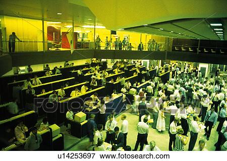 Stock Photo - Scene in the stock exchange, High Angle View, Australia. Fotosearch