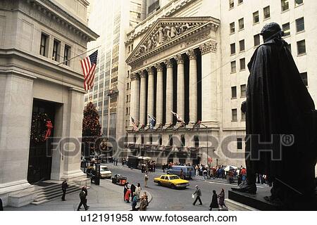 Stock Photo - The stock exchange building, High Angle View, New York, United States of America. Fotosearch