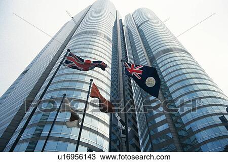 Stock Image - The stock exchange tower, Low Angle View, Hong Kong, China. Fotosearch