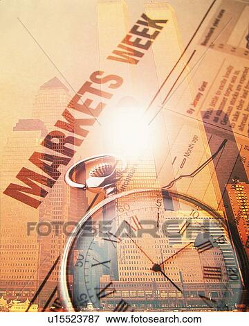 Clock on newspaper with image of high-rise buildings in New York City, NY, USA, CG, composition, toned image View Large Photo Image Stock Photo - Clock on newspaper with image of high-rise buildings in New York City, NY, USA, CG, composition, toned image. Fotosearch