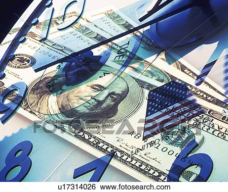 Clock reflecting US banknotes and American flag, CG, composition, close up View Large Photo Image Stock Photograph - Clock reflecting US banknotes and American flag, CG, composition, close up. Fotosearch