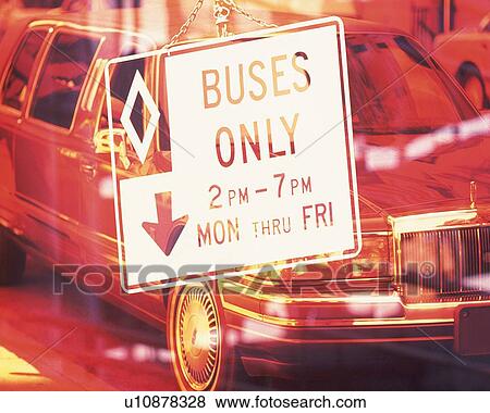 Stock Photo - Sign board and car in New York City, NY, USA, CG, composition. Fotosearch