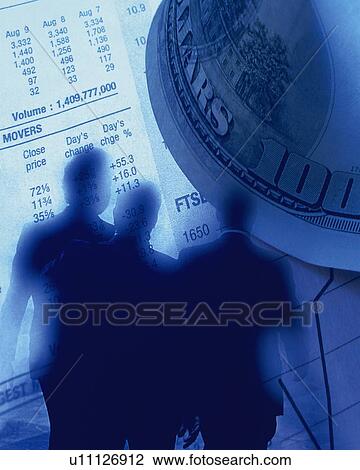 Three men with image of financial press and US banknote, CG, composition, soft focus, toned image View Large Photo Image Stock Image - Three men with image of financial press and US banknote, CG, composition, soft focus, toned image. Fotosearch