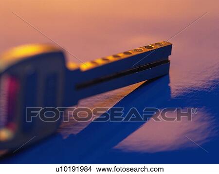 Picture - An upright key, High Angle View, Pin Focus, Close Up. Fotosearch