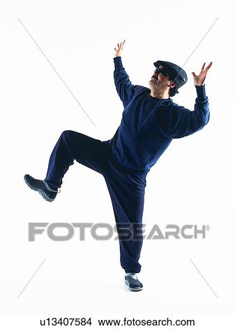Picture - Burglar being surprised, Side View. Fotosearch