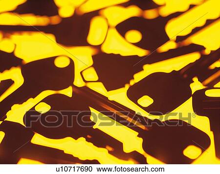 Stock Image - Keys, High Angle View, Close Up, Silhouette. Fotosearch