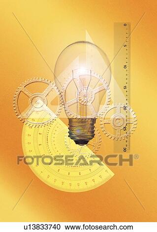 Bulb and stationeries, CG, composition View Large Photo Image Stock Image - Bulb and stationeries, CG, composition. Fotosearch