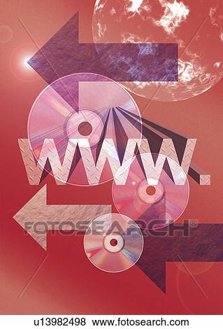 CDs and the Earth with image of web address and arrows, CG, composition View Large Photo Image Stock Photo - CDs and the Earth with image of web address and arrows, CG, composition. Fotosearch