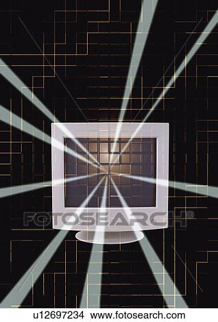 Picture - Computer monitor, CG, composition. Fotosearch