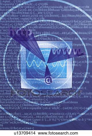 Picture - Computer monitor with image of web address, CG, composition. Fotosearch