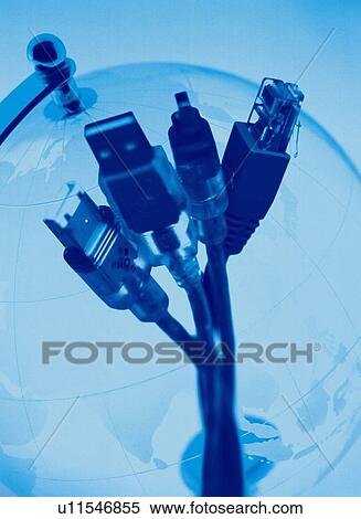 Globe and twisted computer cables, CG, composition, close up, toned image View Large Photo Image Stock Photography - Globe and twisted computer cables, CG, composition, close up, toned image. Fotosearch