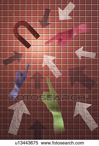 Stock Photography -  human hands and arrows, CG, composition. Fotosearch