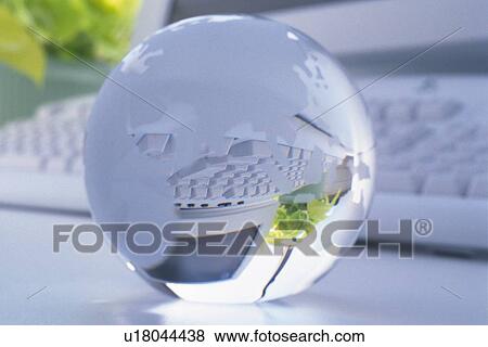 Glass globe and computer, Close Up, Pin Focus View Large Photo Image Stock Photo - Glass globe and computer, Close Up, Pin Focus. Fotosearch