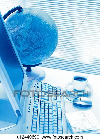 Globe and computer, High Angle View, Toned Image View Large Photo Image Stock Image - Globe and computer, High Angle View, Toned Image. Fotosearch