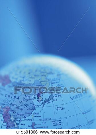Stock Photograph - Globe, Close Up, Toned Image, High Angle View. Fotosearch