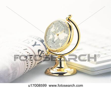 Stock Photo - Globe like clock, Close Up, Pin Focus. Fotosearch