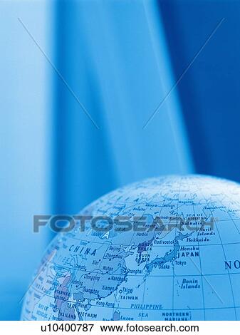 Stock Photo - Globe, Pin Focus, Toned Image. Fotosearch