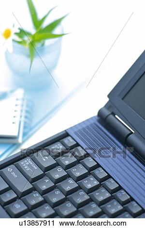 Stock Image - Office items, Pin Focus, High Angle View. Fotosearch