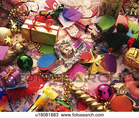 Christmas ornaments, high angle view View Large Photo Image Stock Image - Christmas ornaments, high angle view. Fotosearch
