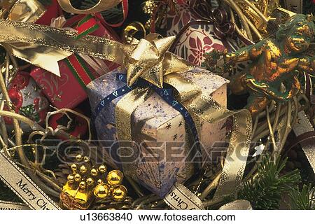 Pile of Christmas presents, high angle view, close up View Large Photo Image Stock Image - Pile of Christmas presents, high angle view, close up. Fotosearch