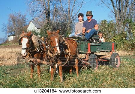 A family in a horse drawn wagon View Large Photo Image Picture - A family in a horse drawn wagon. Fotosearch