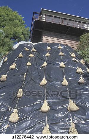 Work completed to protect against further damage cause by mudslides View Large Photo Image Stock Image - Work completed to protect against further damage cause by mudslides. Fotosearch