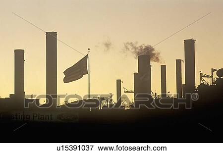 Stock Photo - Ford factory at sunset in Cleveland, OH. Fotosearch