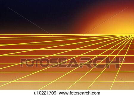 Space special effects of yellow grid matrix over red surface extending to a glowing horizon View Large Photo Image Stock Photo - Space special effects of yellow grid matrix over red surface extending to a glowing horizon. Fotosearch