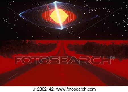 A glowing pattern of laser lights against a black background above a glowing red highway extending to the horizon View Large Photo Image Stock Image - A glowing pattern of laser lights against a black background above a glowing red highway extending to the horizon. Fotosearch