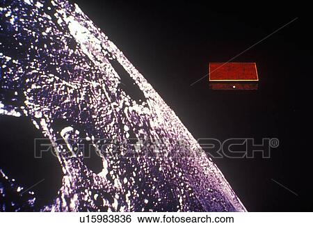 Stock Photograph - Antique music box in orbit over the Moon. Fotosearch