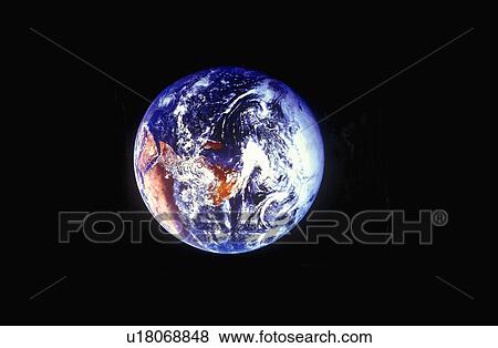 Stock Photo - Earth as viewed from space against a black background. Fotosearch