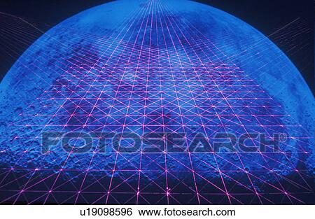 Space special effects composite with blue moon and grid of laser light extending to the horizon View Large Photo Image Stock Photograph - Space special effects composite with blue moon and grid of laser light extending to the horizon. Fotosearch