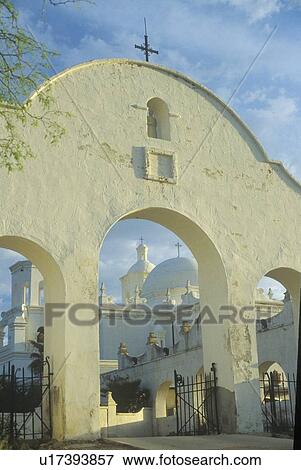 The Mission San Xavier Del Bac View Large Photo Image Stock Photo - The Mission San Xavier Del Bac. Fotosearch