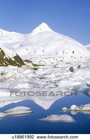 Stock Image - Portage Glacier and Portage Lake. Fotosearch