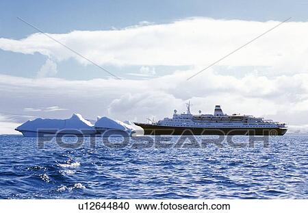 Cruise ship with glaciers and icebergs View Large Photo Image Stock Image - Cruise ship with glaciers and icebergs. Fotosearch