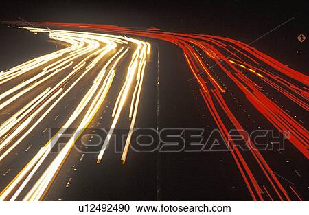 Stock Image - Freeway at night. Fotosearch