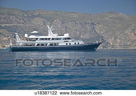 Stock Image - Yacht in port. Fotosearch