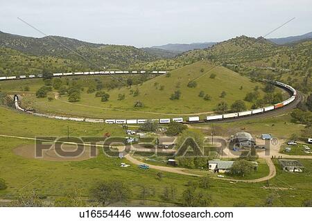 The Tehachapi Train Loop View Large Photo Image Stock Photograph - The Tehachapi Train Loop. Fotosearch