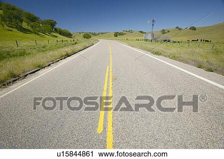 A yellow line down the road, CA View Large Photo Image Stock Image - A yellow line down the road, CA. Fotosearch