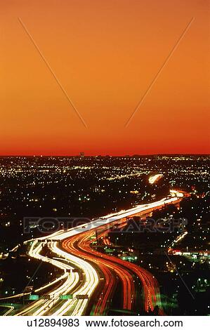 Stock Image - Harbor Freeway at night. Fotosearch