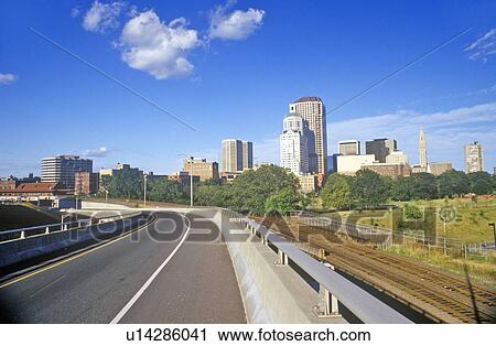 Stock Image - State capital of Hartford skyline, Hartford, Connecticut. Fotosearch