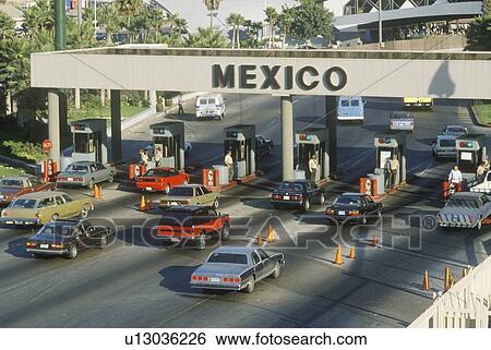 Stock Photograph - The San Diego and Tijuana Mexico border station. Fotosearch