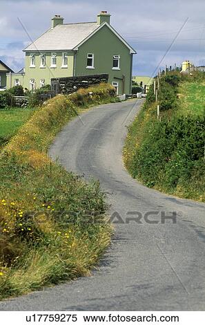 Stock Photography - Winding country road in West Cork, Ireland. Fotosearch