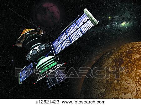 Stock Image - satellite, planet, technology, universe, black. Fotosearch