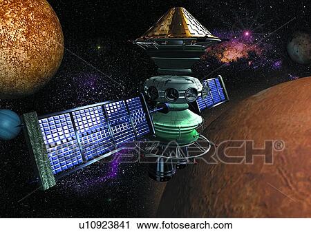 Stock Image - space, satellite, black, universe, technology. Fotosearch