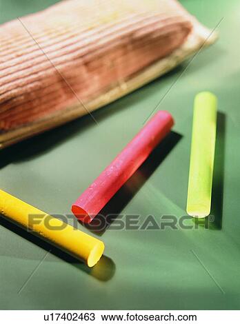Stock Image - chalk, stationary, pen. Fotosearch
