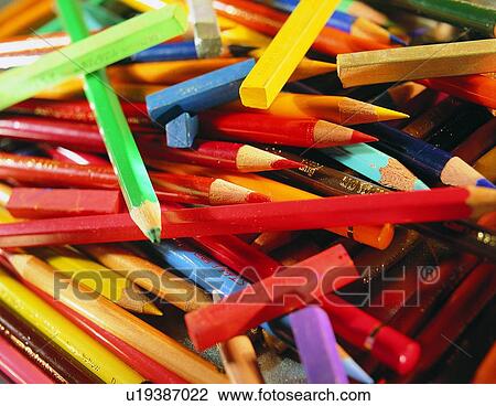Stock Image - pen, stationary, colored, pencil, pencil. Fotosearch