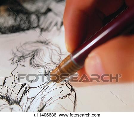 Stock Photograph - pen, stationary, pen, hand, drawing. Fotosearch